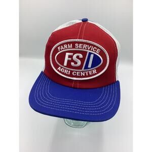 NWOT Farm Service Agri Center Snapback Hat Made in USA Red White Blue